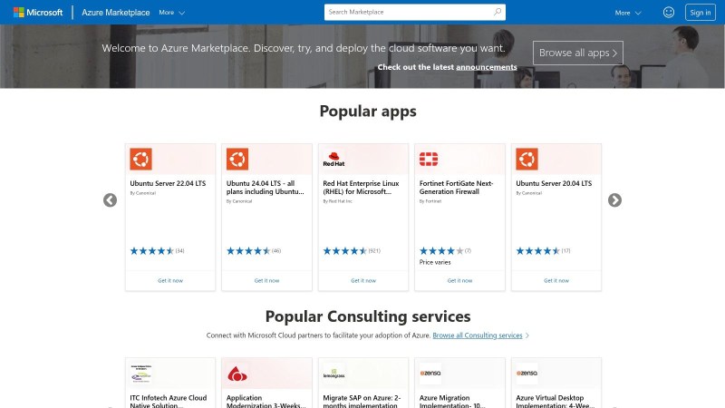 Microsoft Azure Marketplace (Monitoring & Diagnostics)