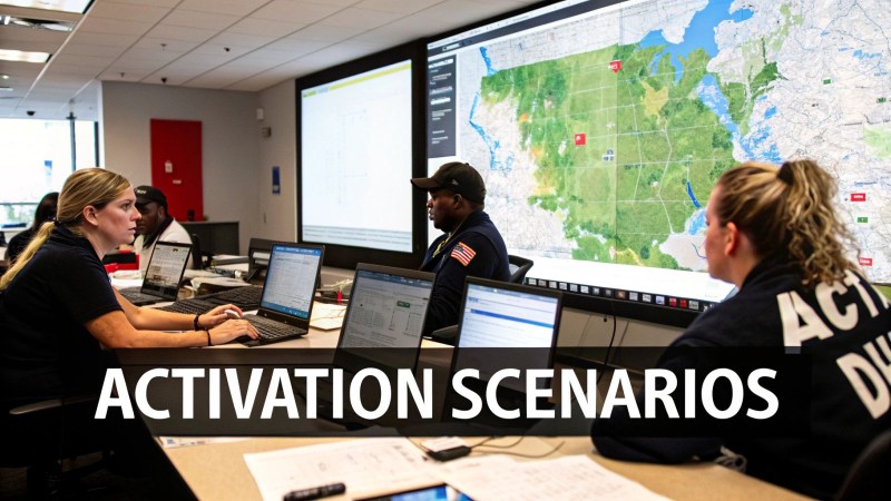 A control room with multiple screens showing data and system statuses, representing a real-time incident response scenario.