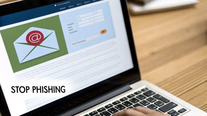 Cyber security analyst reviewing phishing email data on multiple computer screens.
