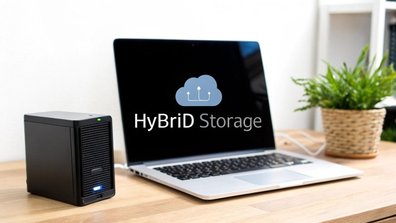 Hybrid cloud and local storage concept